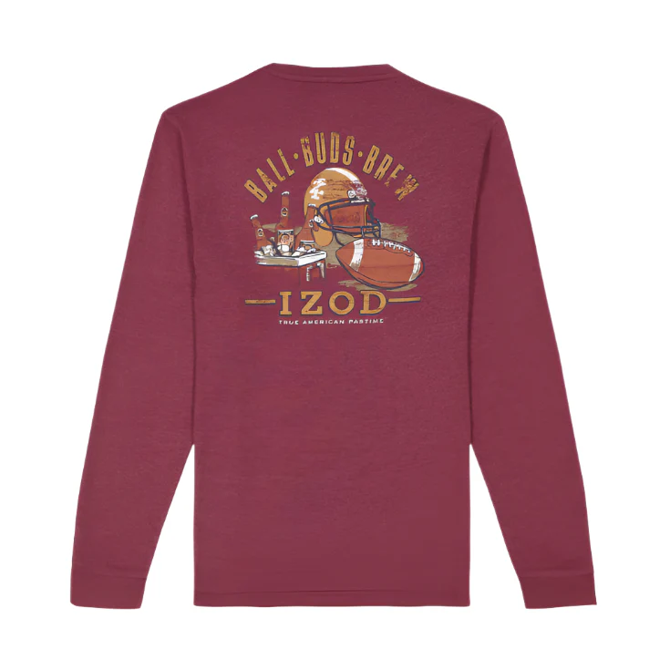 IZOD Mens Buds Ball Crew Neck Long Sleeve T-Shirt - Image 2