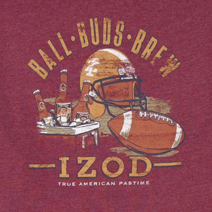 IZOD Mens Buds Ball Crew Neck Long Sleeve T-Shirt - Image 3