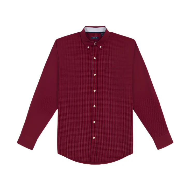 IZOD Mens Performance Comfort Gingham Long Sleeve Shirt