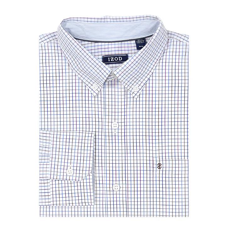 IZOD Mens Performance Comfort Tattersol Long Sleeve Shirt - Image 2
