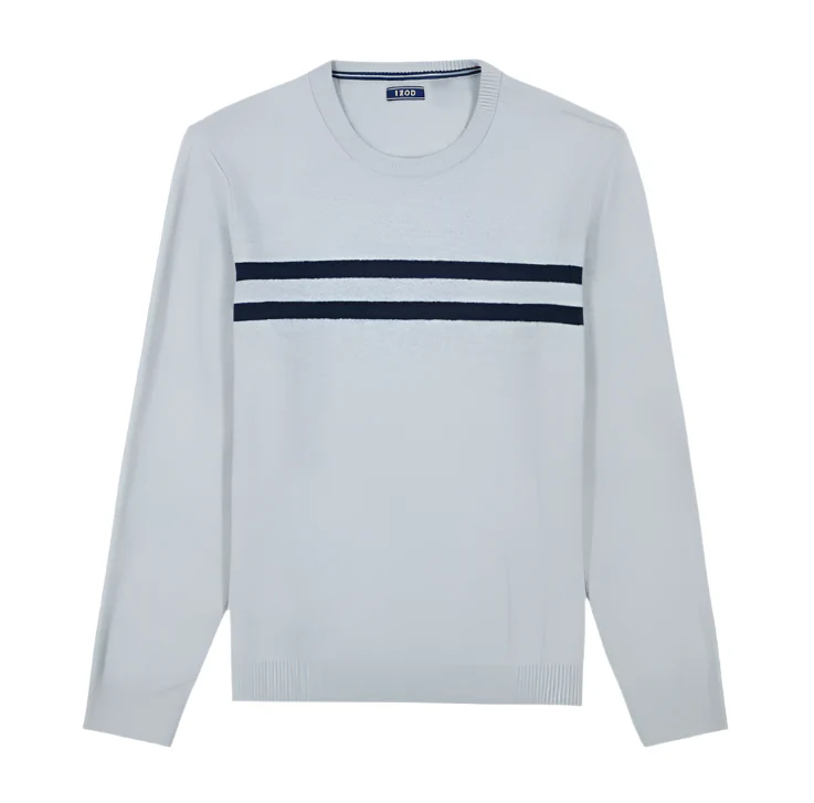 IZOD Mens Classic Chest Stripe Crew Neck Sweater