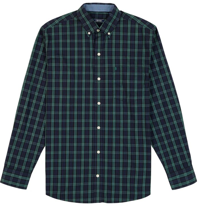 IZOD Mens Holiday Tartan Long Sleeve Woven Shirt