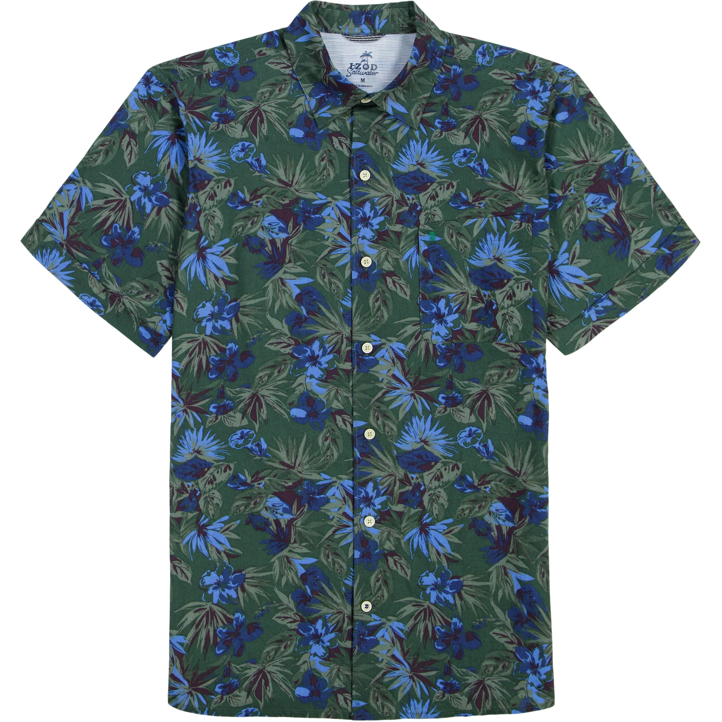 IZOD Mens Dockside Chambray Printed Short Sleeve Shirt