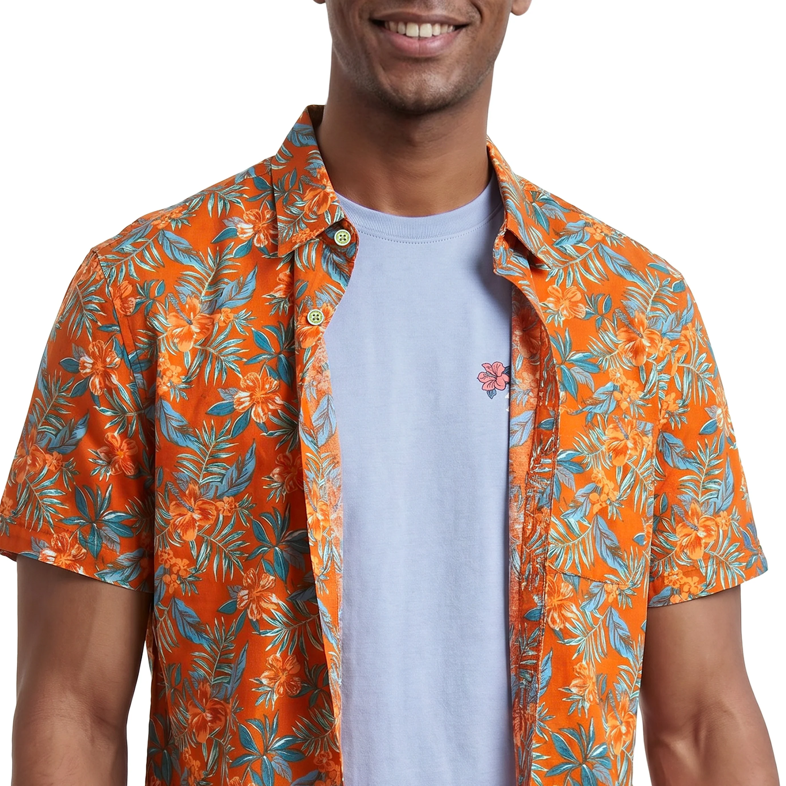 IZOD Mens Dockside Chambray Printed Short Sleeve Shirt - Image 4
