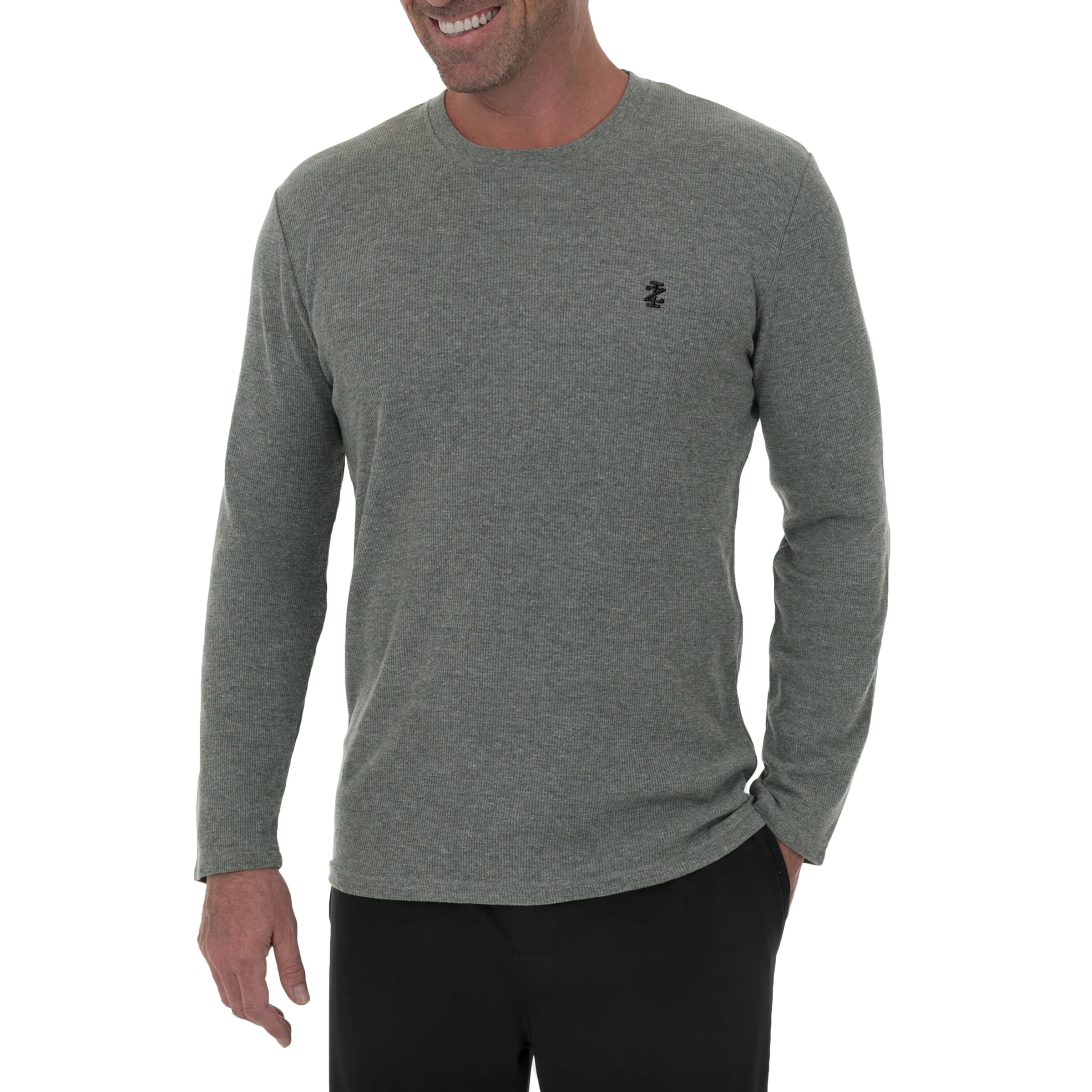IZOD Mens Long Sleeve Waffle Crew Top - Image 2