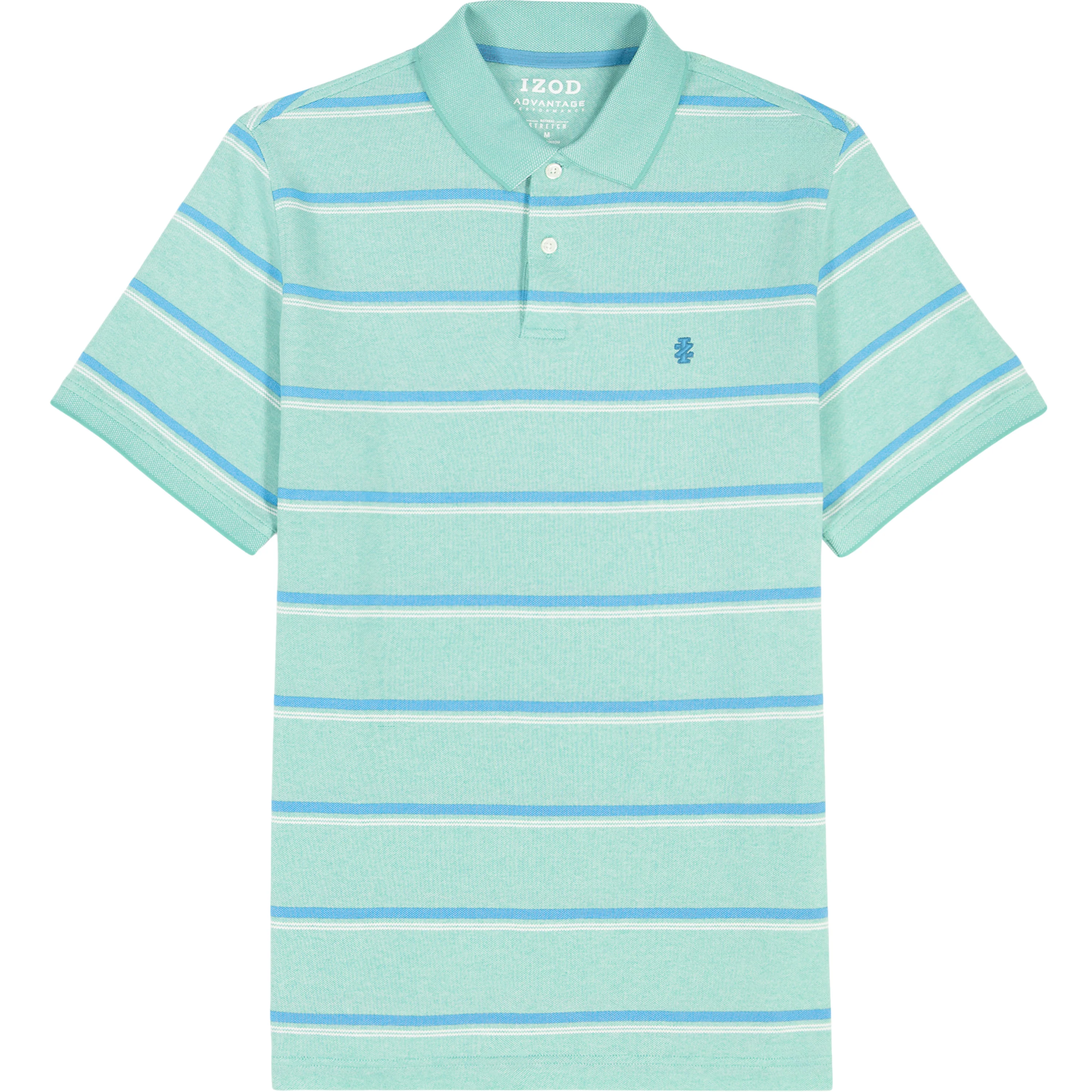 IZOD Mens Advantage Performance Auto Striped Short Sleeve Polo Shirt