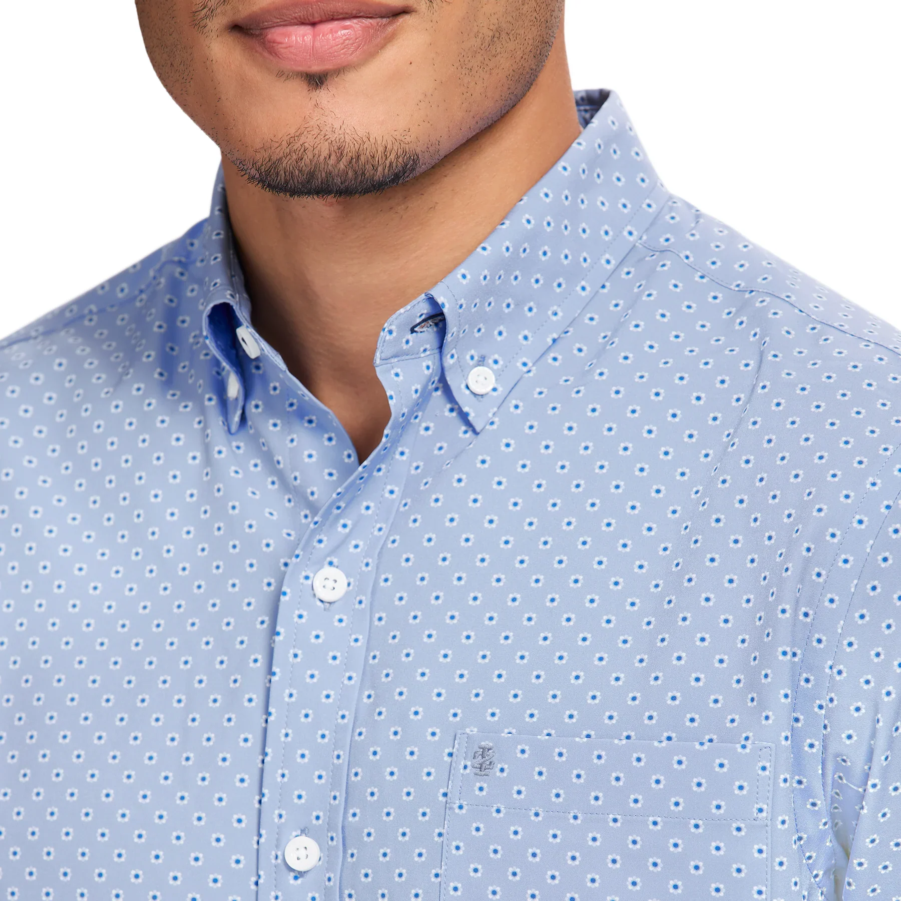 IZOD Mens Breeze Printed Short Sleeve Button Down Shirt - Image 4