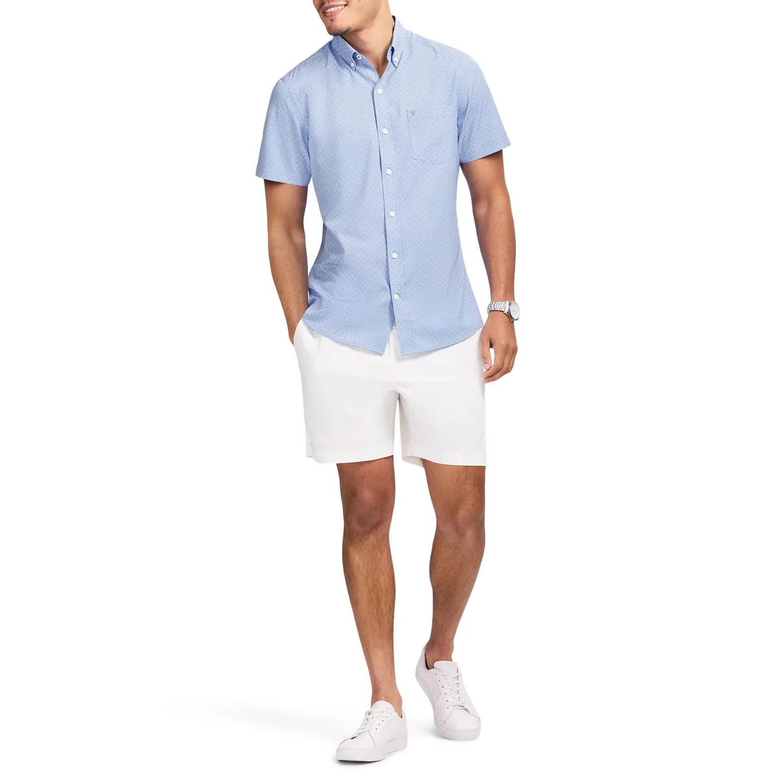 IZOD Mens Breeze Printed Short Sleeve Button Down Shirt - Image 5