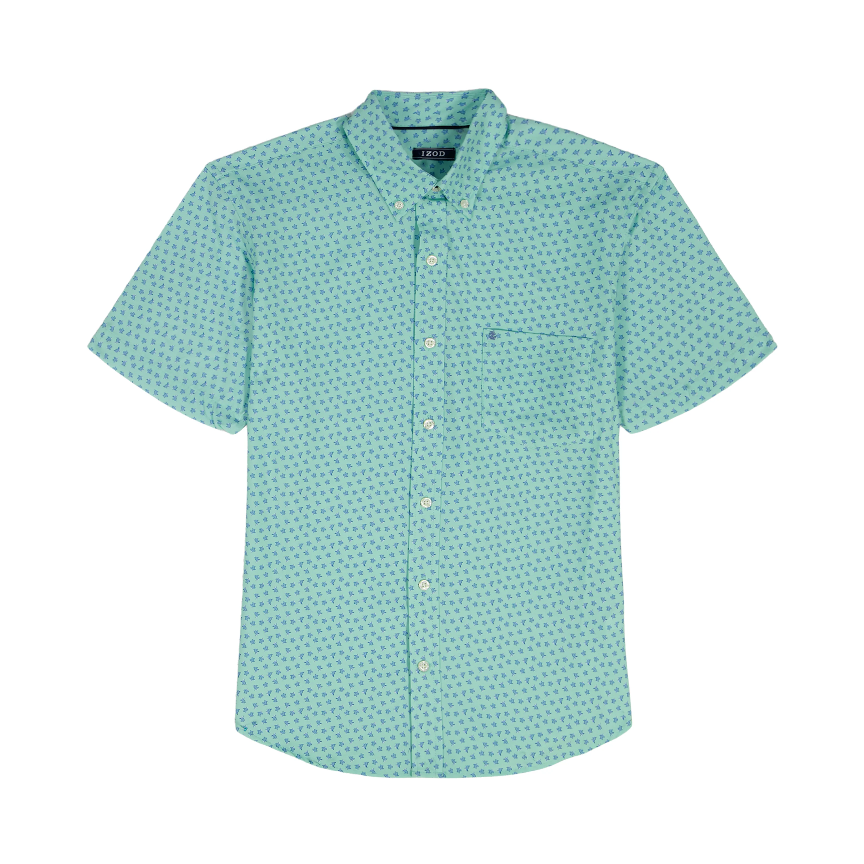 IZOD Mens Breeze Printed Short Sleeve Button Down Shirt