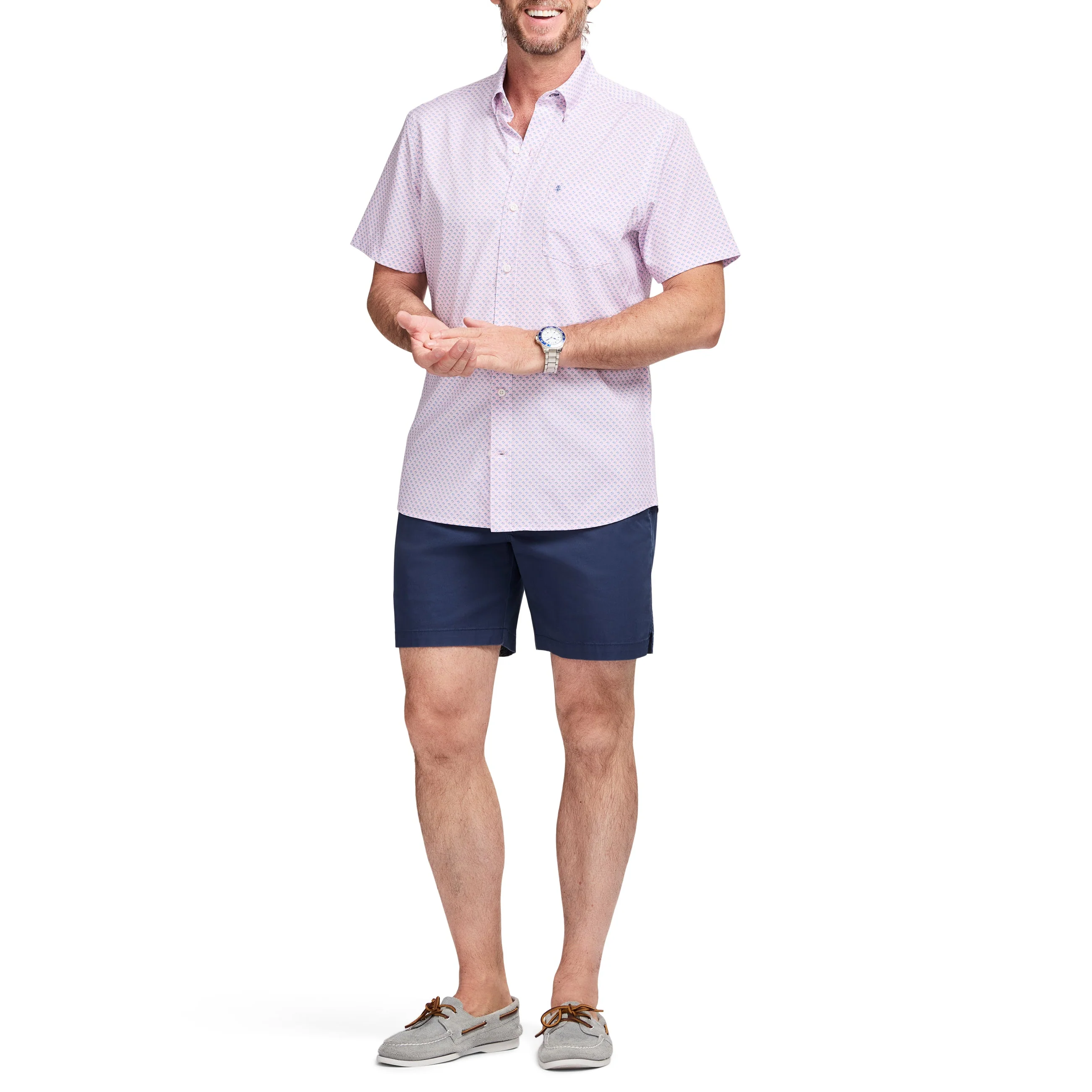 IZOD Mens Breeze Printed Short Sleeve Button Down Shirt - Image 4