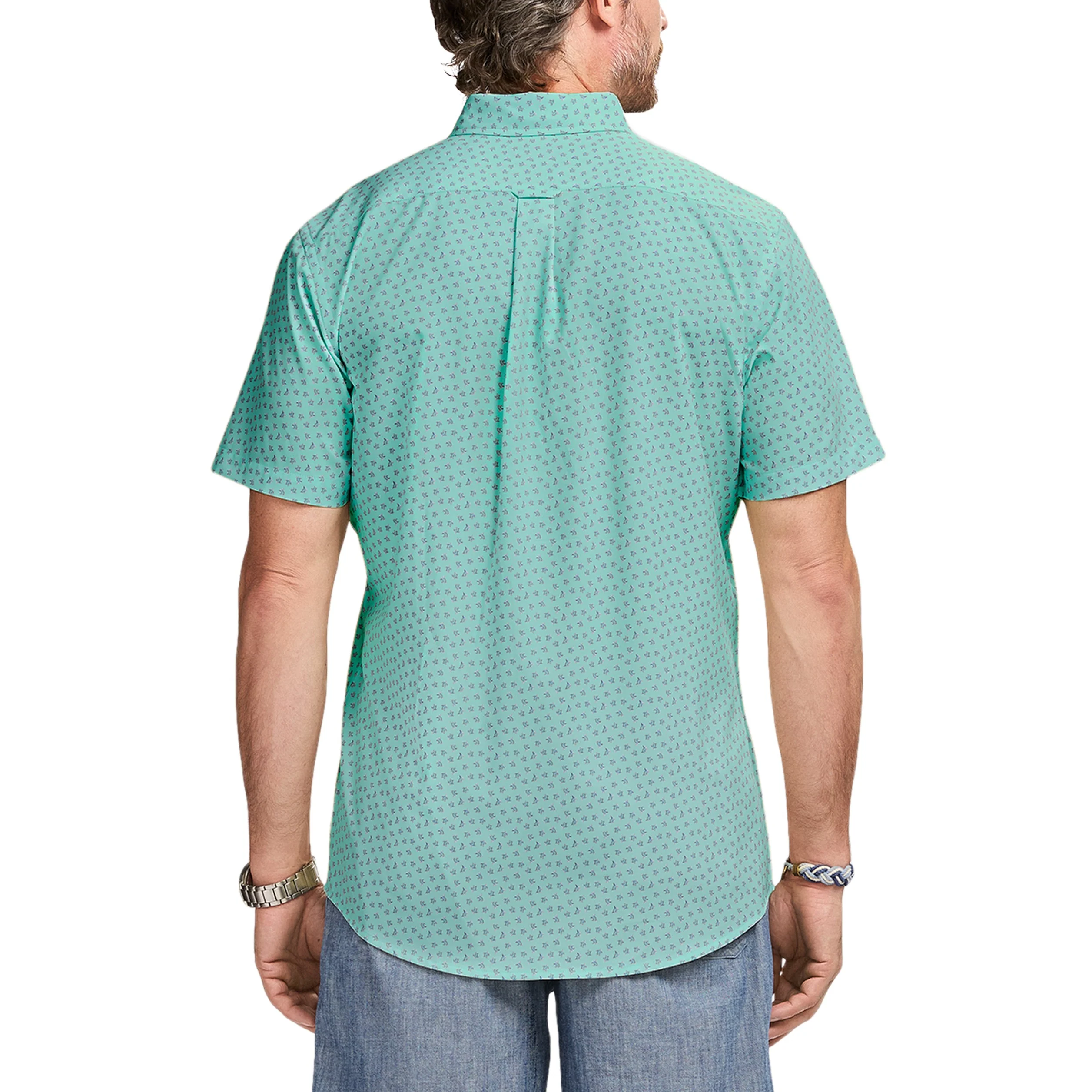 IZOD Mens Breeze Printed Short Sleeve Button Down Shirt - Image 2