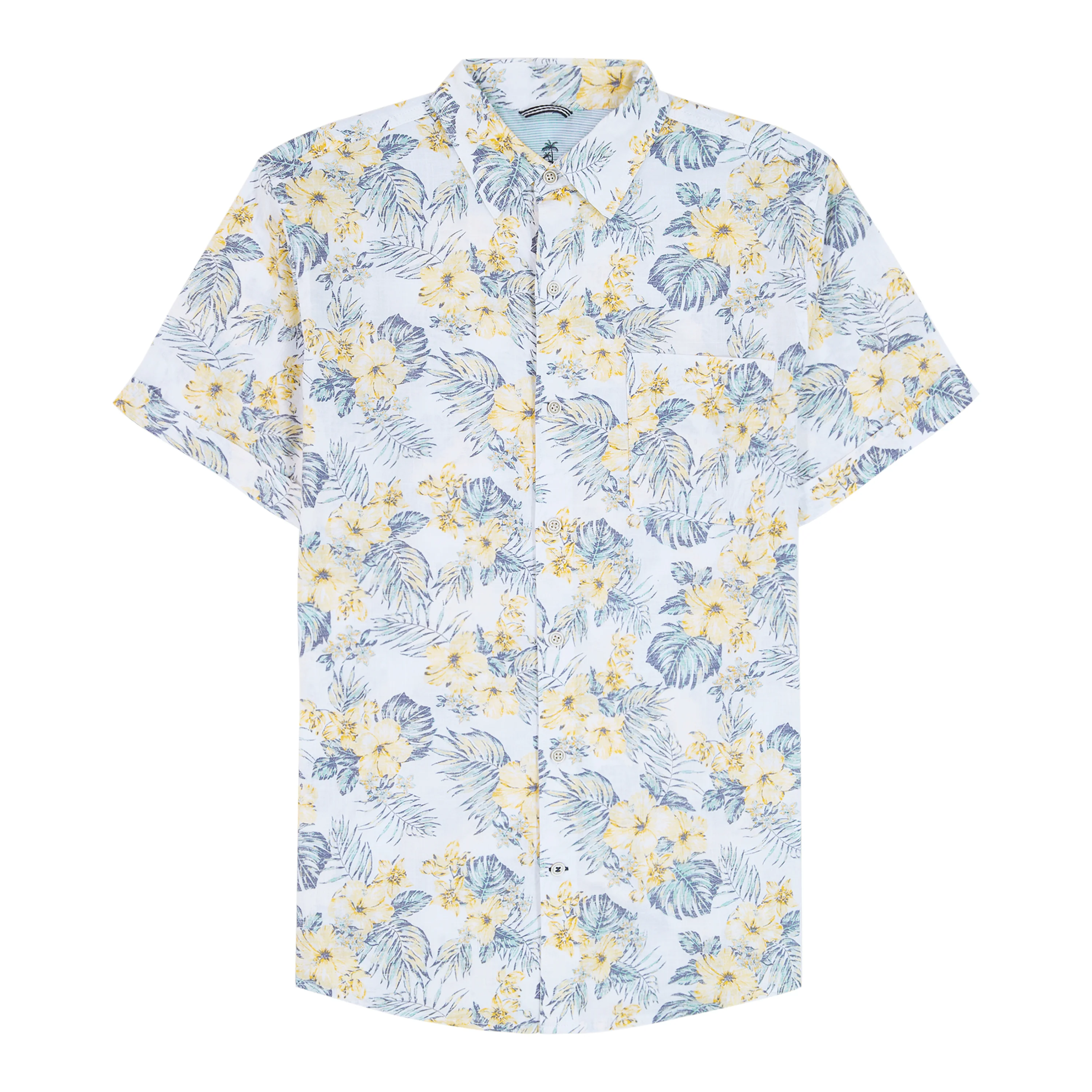 IZOD Mens Dockside Chambray Printed Short Sleeve Shirt