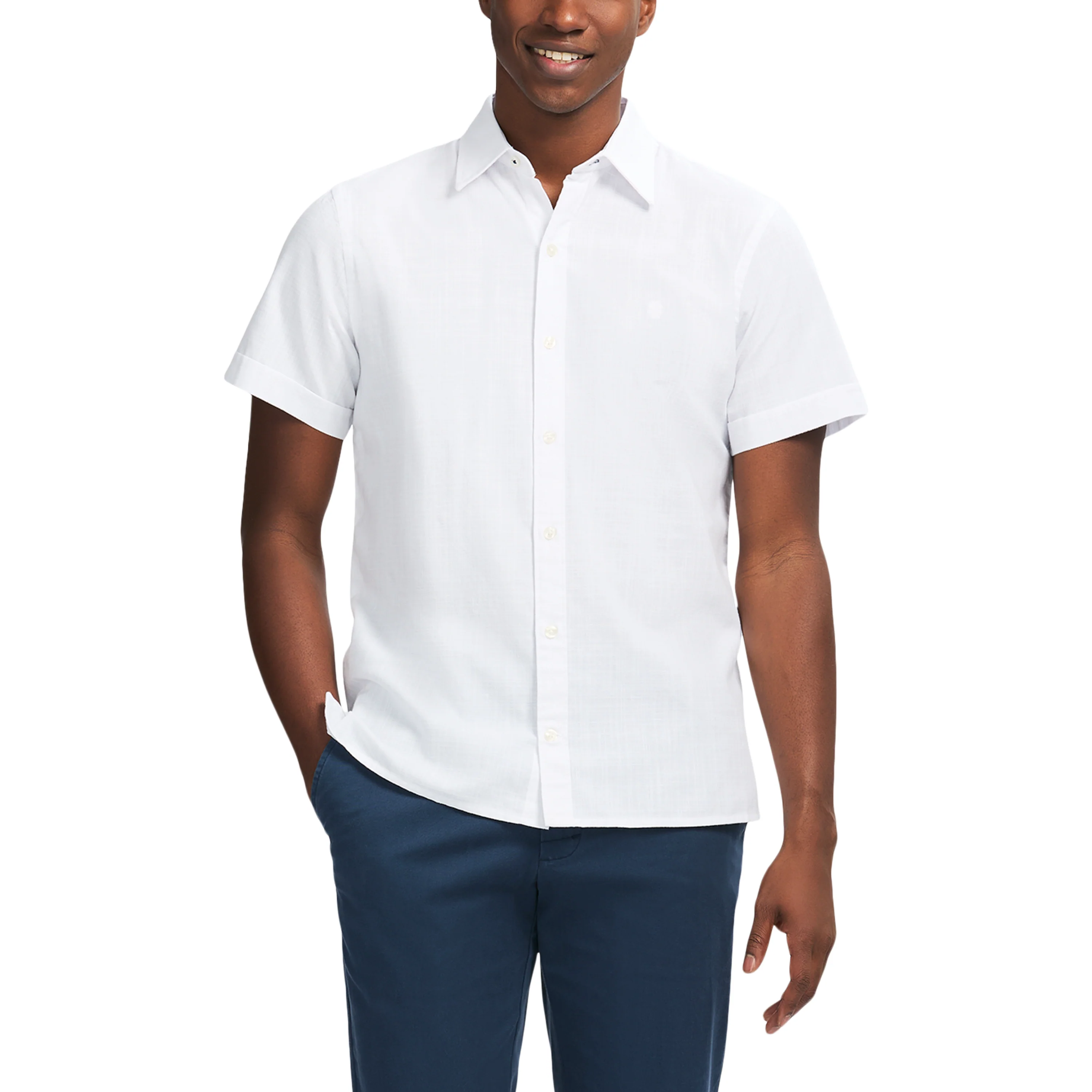 IZOD Mens Breeze Solid Short Sleeve Button Up Shirt - Image 2