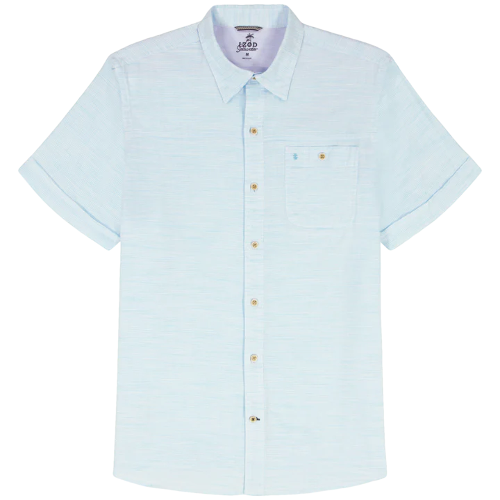 IZOD Mens Dockside Chambray Striped Short Sleeve Shirt