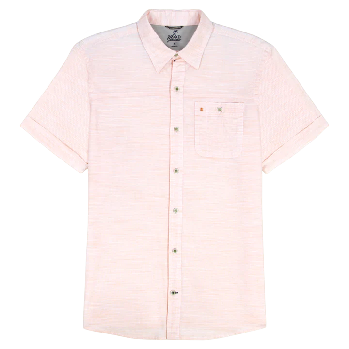 IZOD Mens Dockside Chambray Striped Short Sleeve Shirt - Image 3