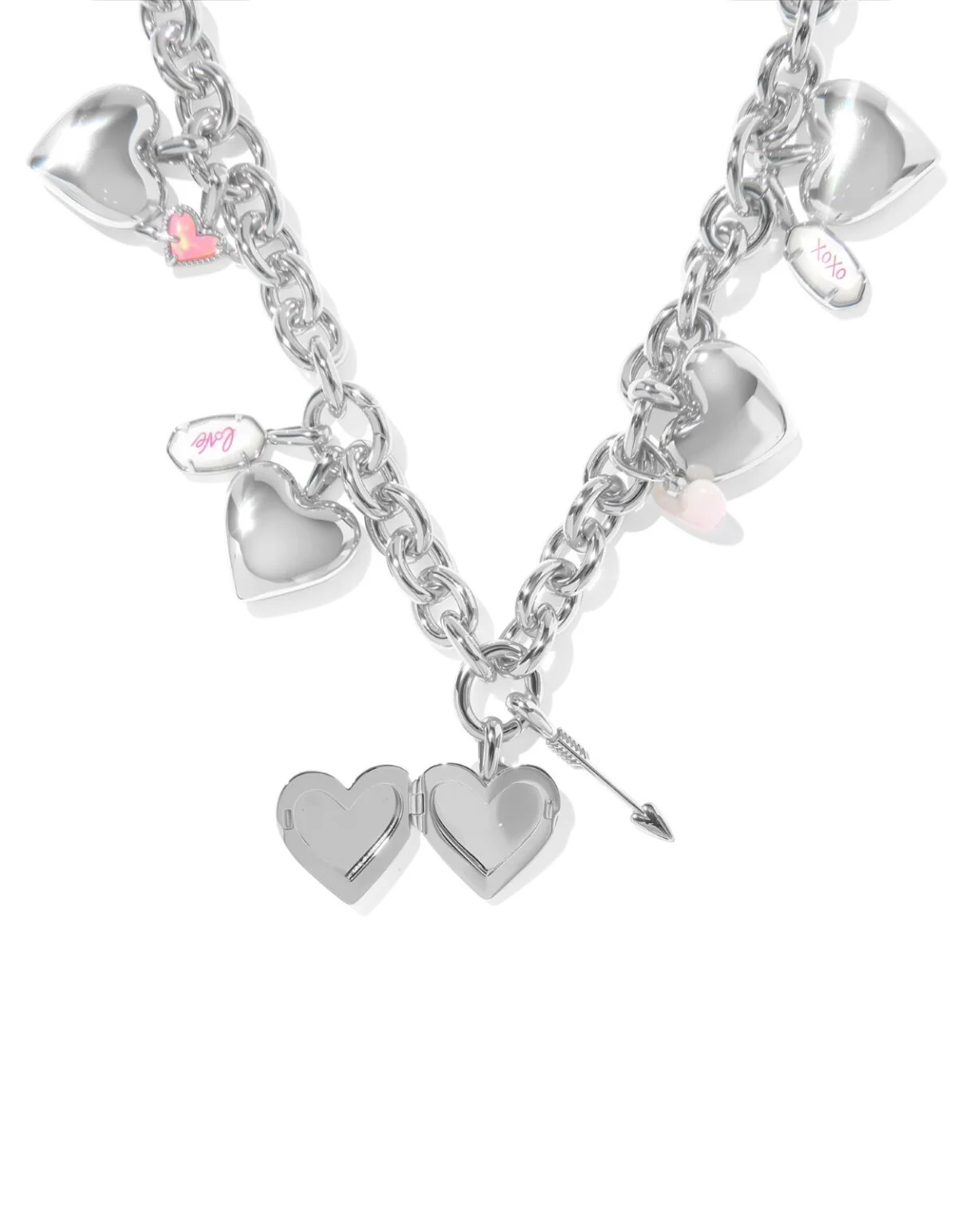 Jayna Mother Of Pearl Statement Valentines Necklace - Silver Plated - Image 2