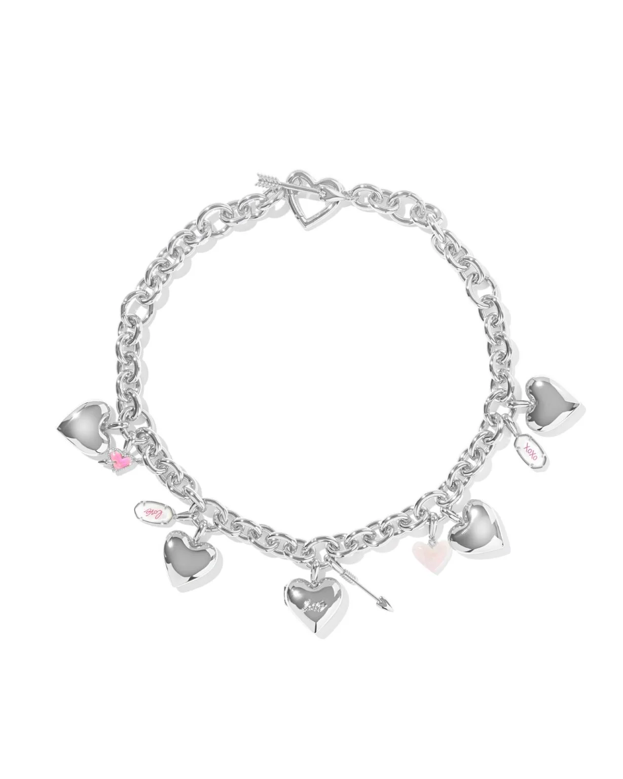 Jayna Mother Of Pearl Statement Valentines Necklace - Silver Plated - Image 3