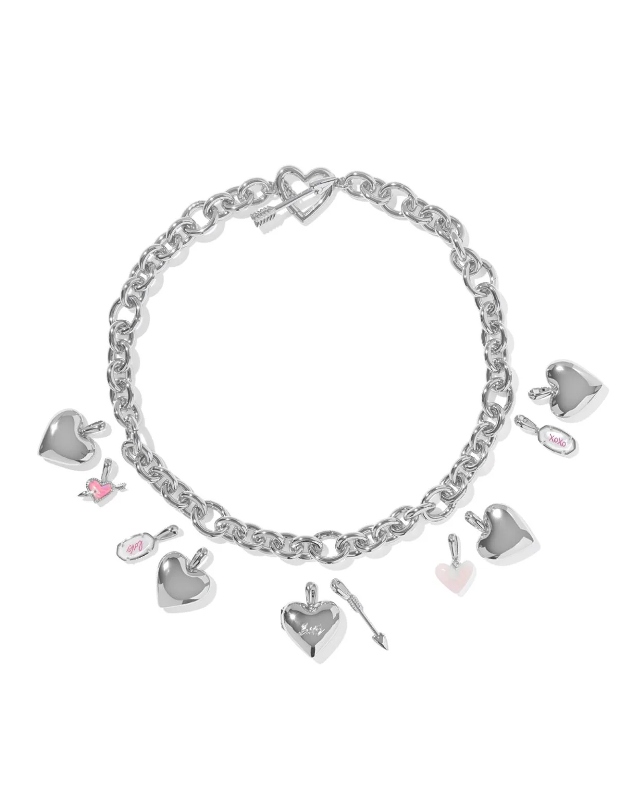 Jayna Mother Of Pearl Statement Valentines Necklace - Silver Plated - Image 4