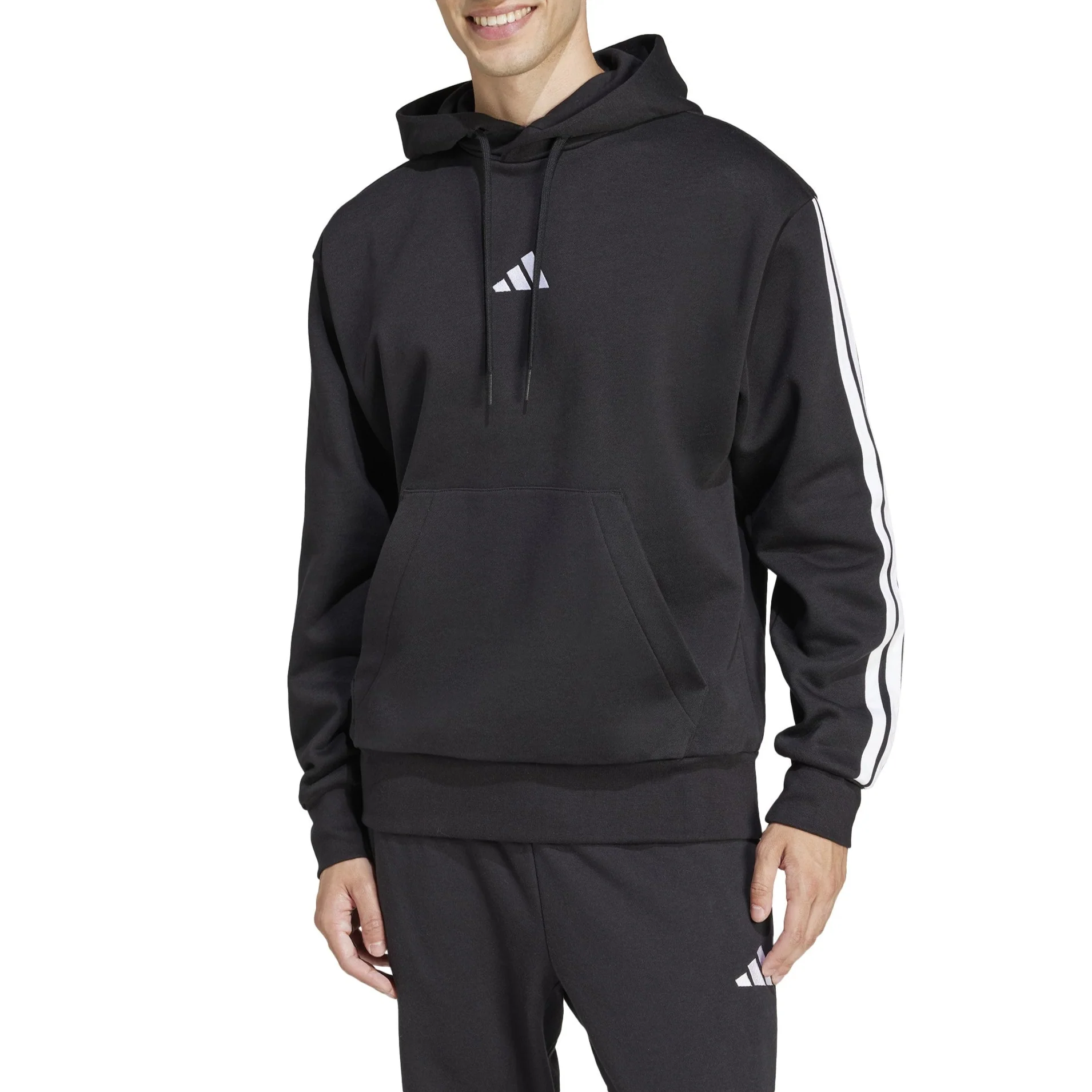adidas Mens Essentials 3-Stripe Pullover Hoodie - Image 2