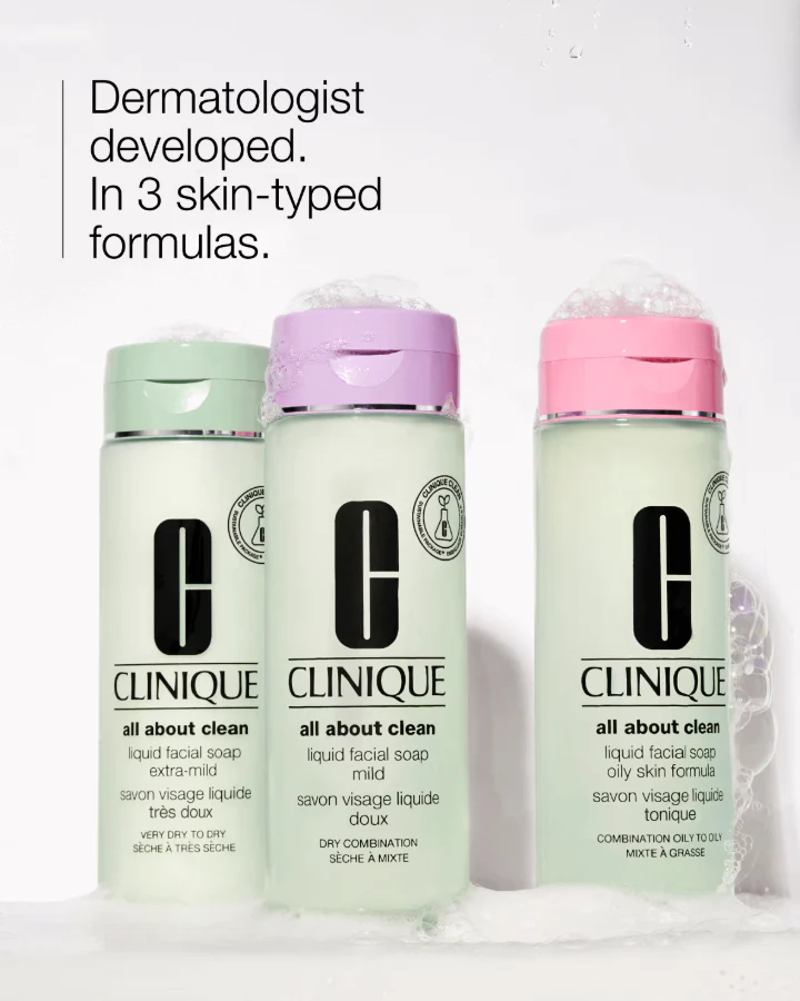 Clinique All About Clean Liquid Facial Soap - Dry To Dry Combination - 13.5 oz. - Image 6