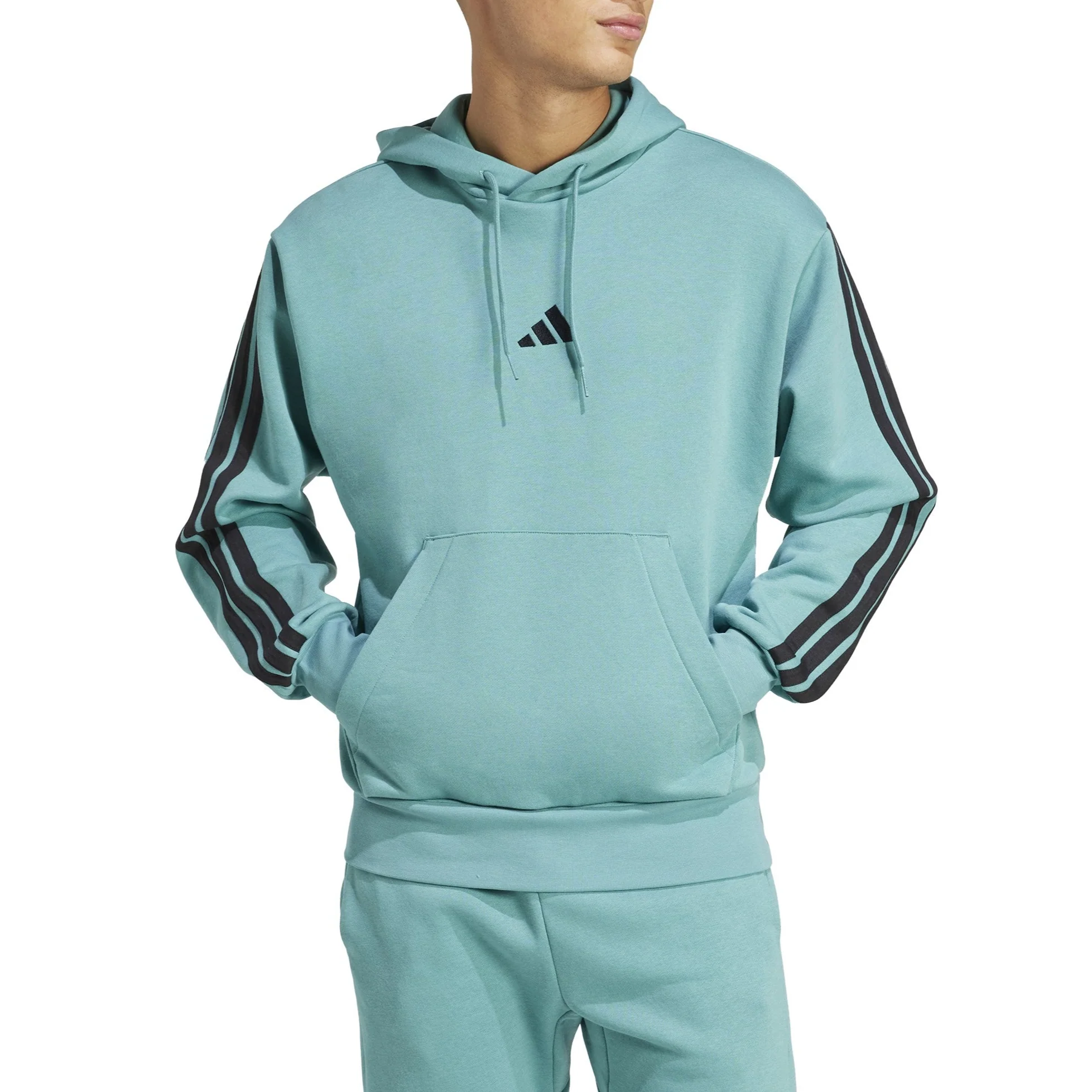 adidas Mens Essentials 3-Stripe Pullover Hoodie - Image 2