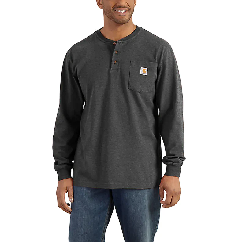 Carhartt Mens Loose Fit Heavyweight Pocket Henley Long Sleeve T-Shirt - Image 2