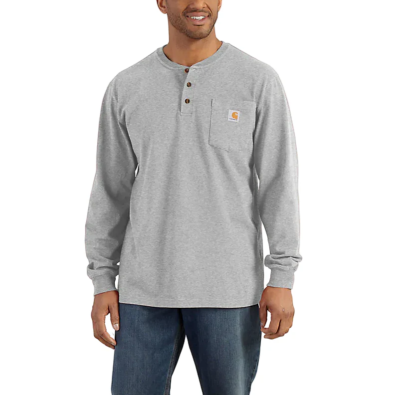 Carhartt Mens Loose Fit Heavyweight Pocket Henley Long Sleeve T-Shirt - Image 3