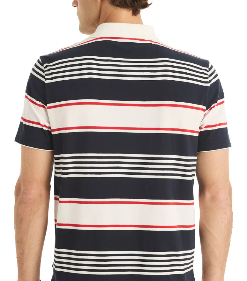 Nautica Mens Sustainably Crafted Classic Fit Striped Short Sleeve Polo Shirt - Image 2