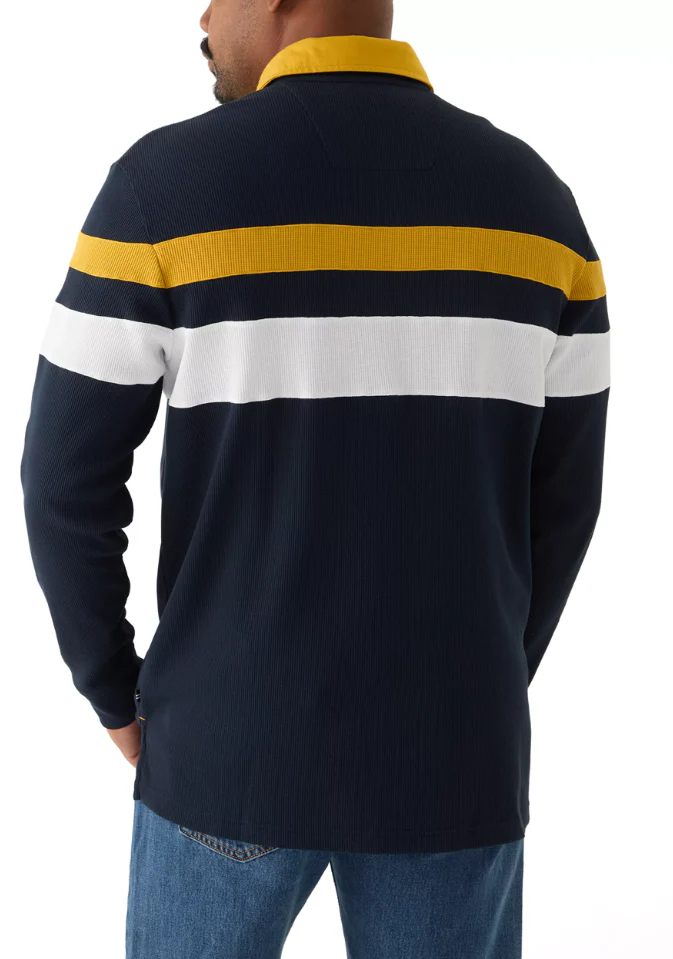 Nautica Mens Waffle Rugby Long Sleeve Polo Shirt - Image 2