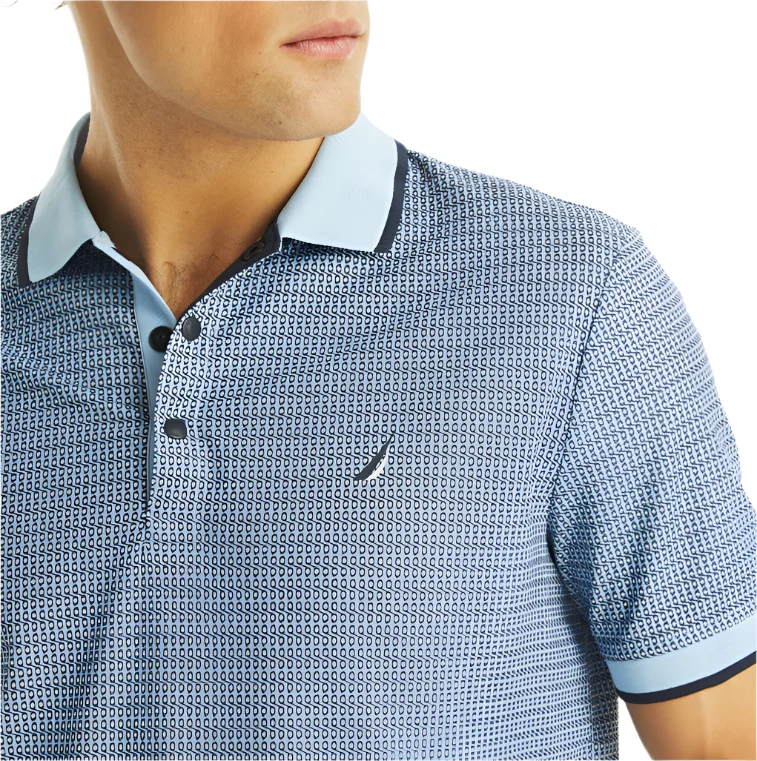 Nautica Mens Golf Geo Print Short Sleeve Polo Shirt - Image 3