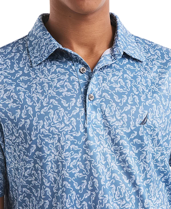 Nautica Mens Seahorse Printed Short Sleeve Golf Polo Shirt - Image 3