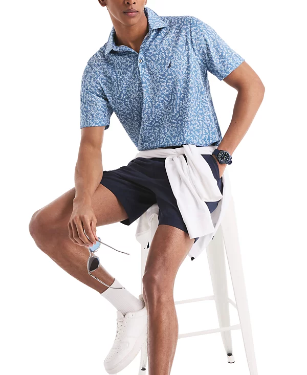 Nautica Mens Seahorse Printed Short Sleeve Golf Polo Shirt - Image 4