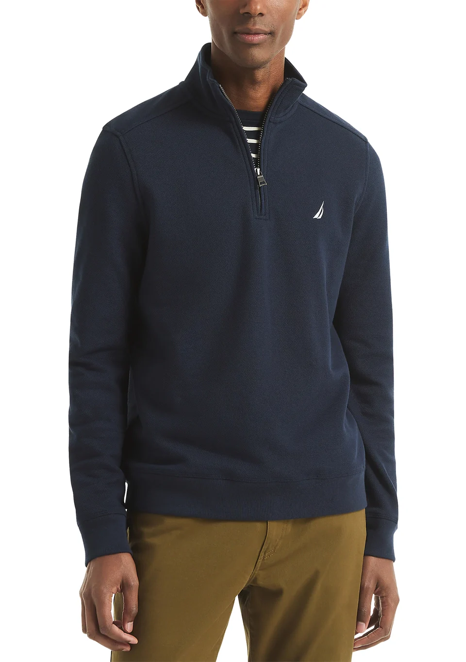 Nautica Mens Pique Fleece 1/4 Zip Sweatshirt - Image 3