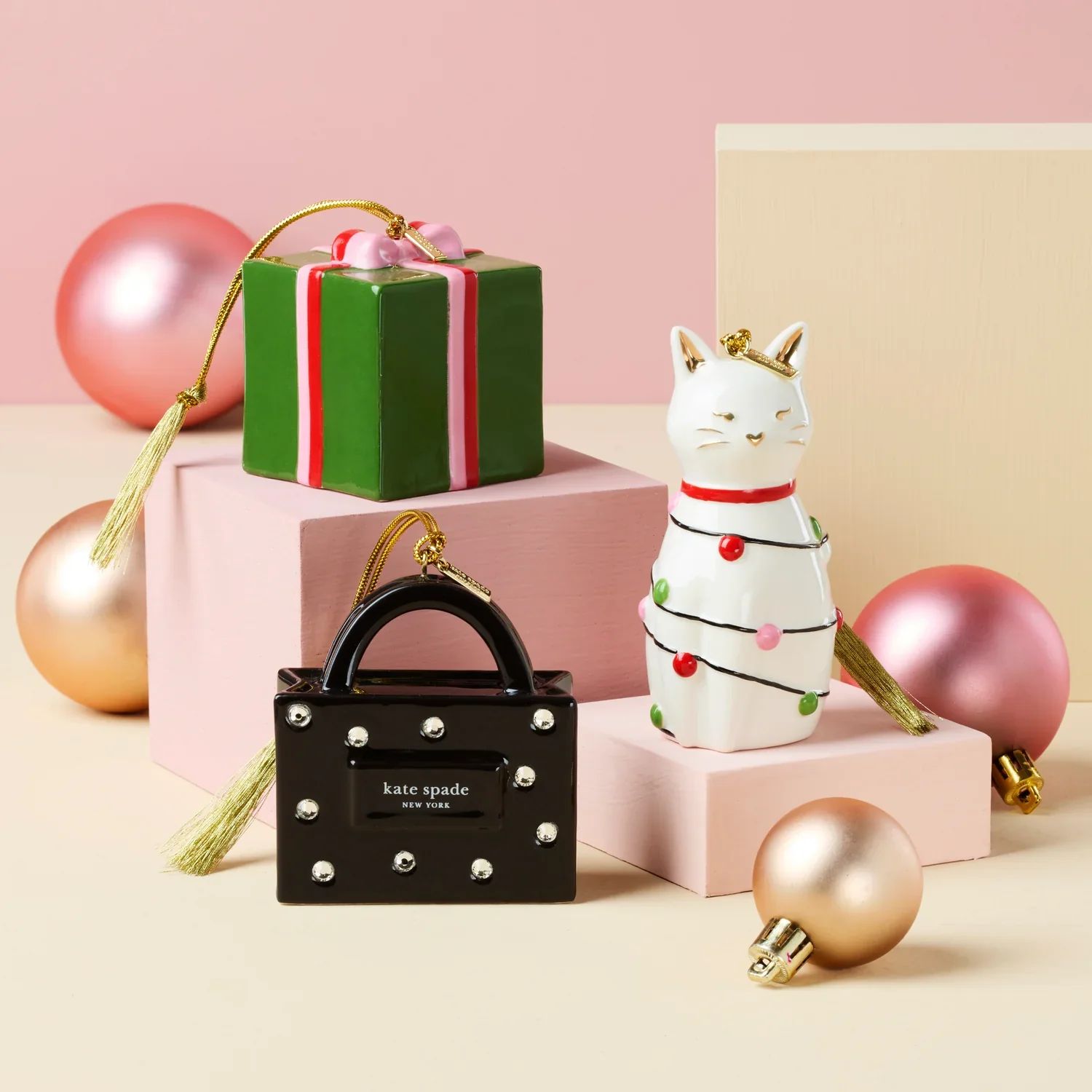 Kate Spade Be Jolly Signature Shopping Bag Ornament - Image 2