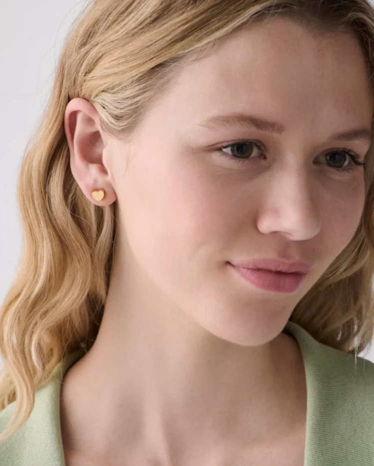 Kate Spade You're A Gem Metal Mini Heart Stud Earrings - Image 3