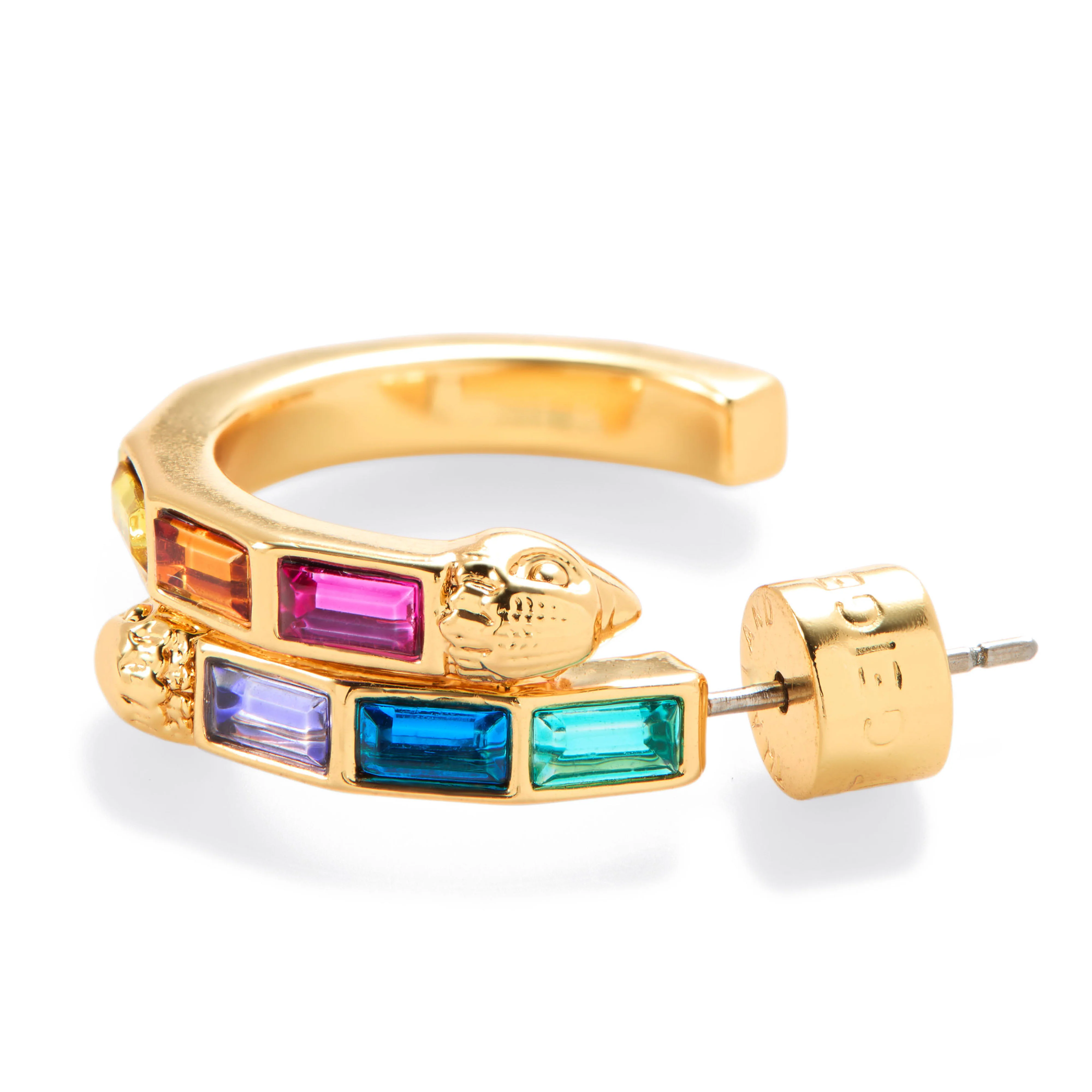Kurt Geiger Signature Eagle Baguette Stone Hoop Earrings - Image 2