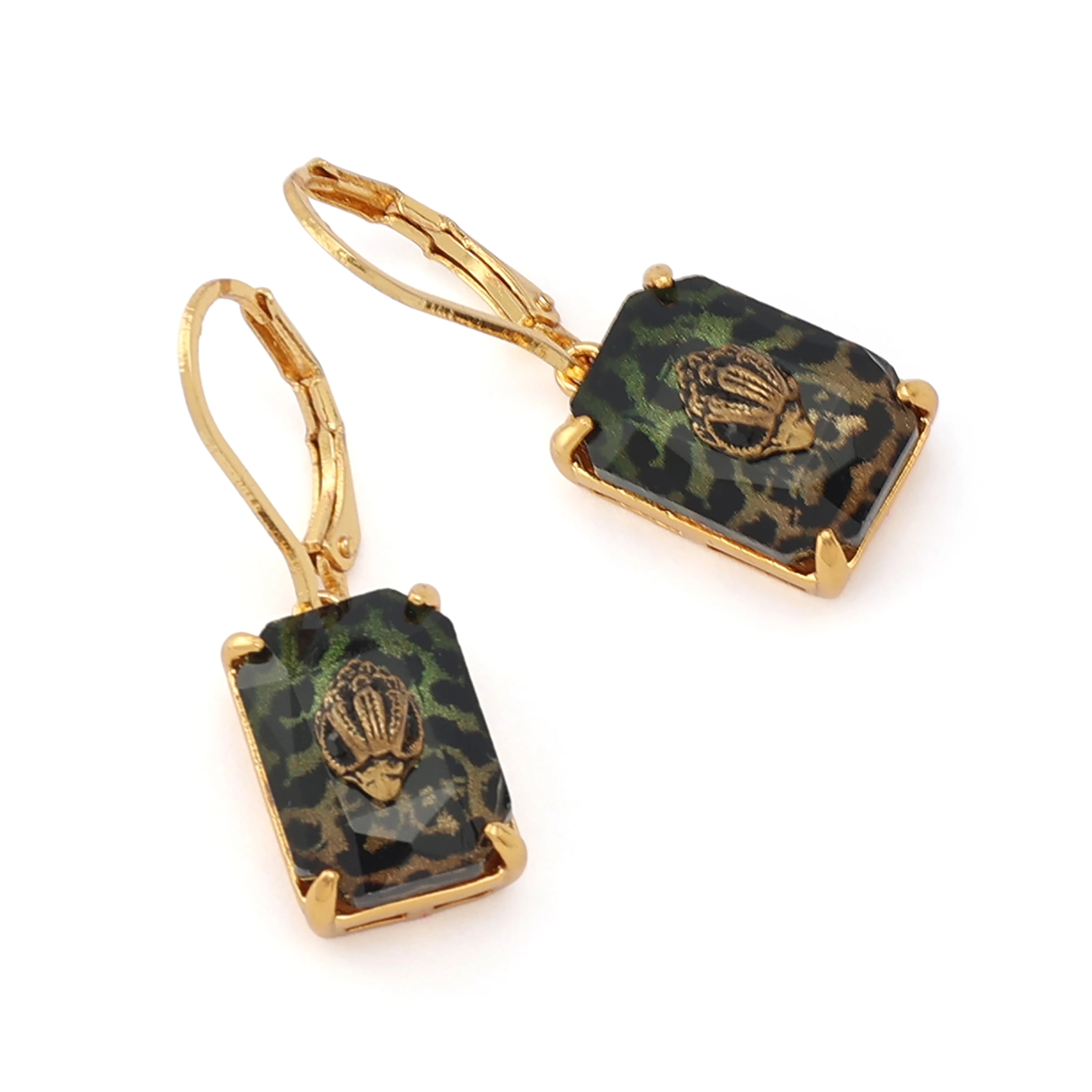 Kurt Geiger Signature Eagle Leopard Stone Drop Earrings - Image 2