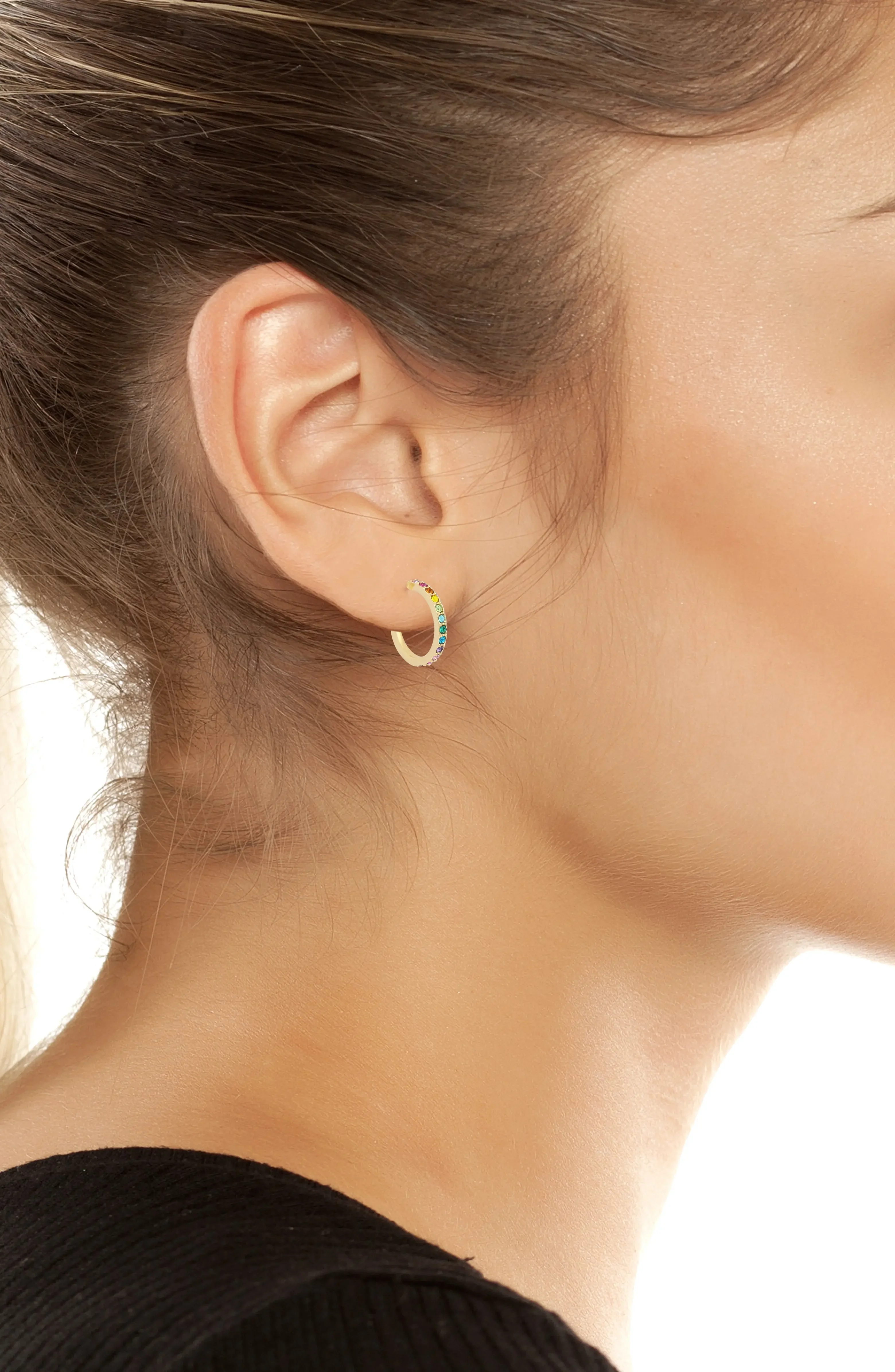 Kurt Geiger Pavé Rainbow Huggie Hoop Earrings - Image 3