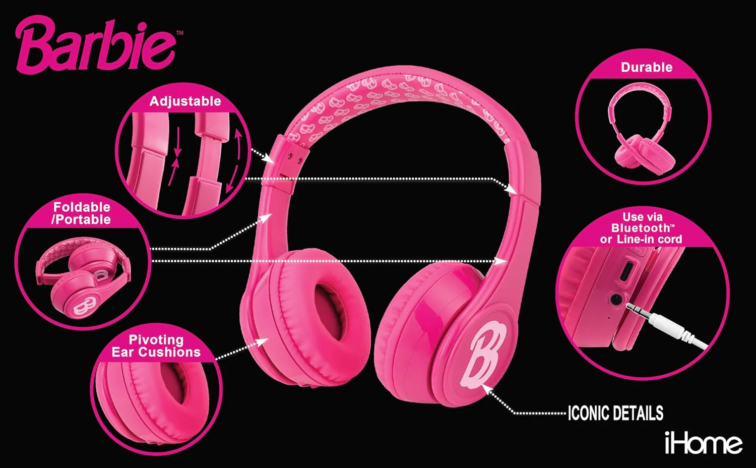 ekids Barbie Bluetooth Wireless Headphones - Image 3