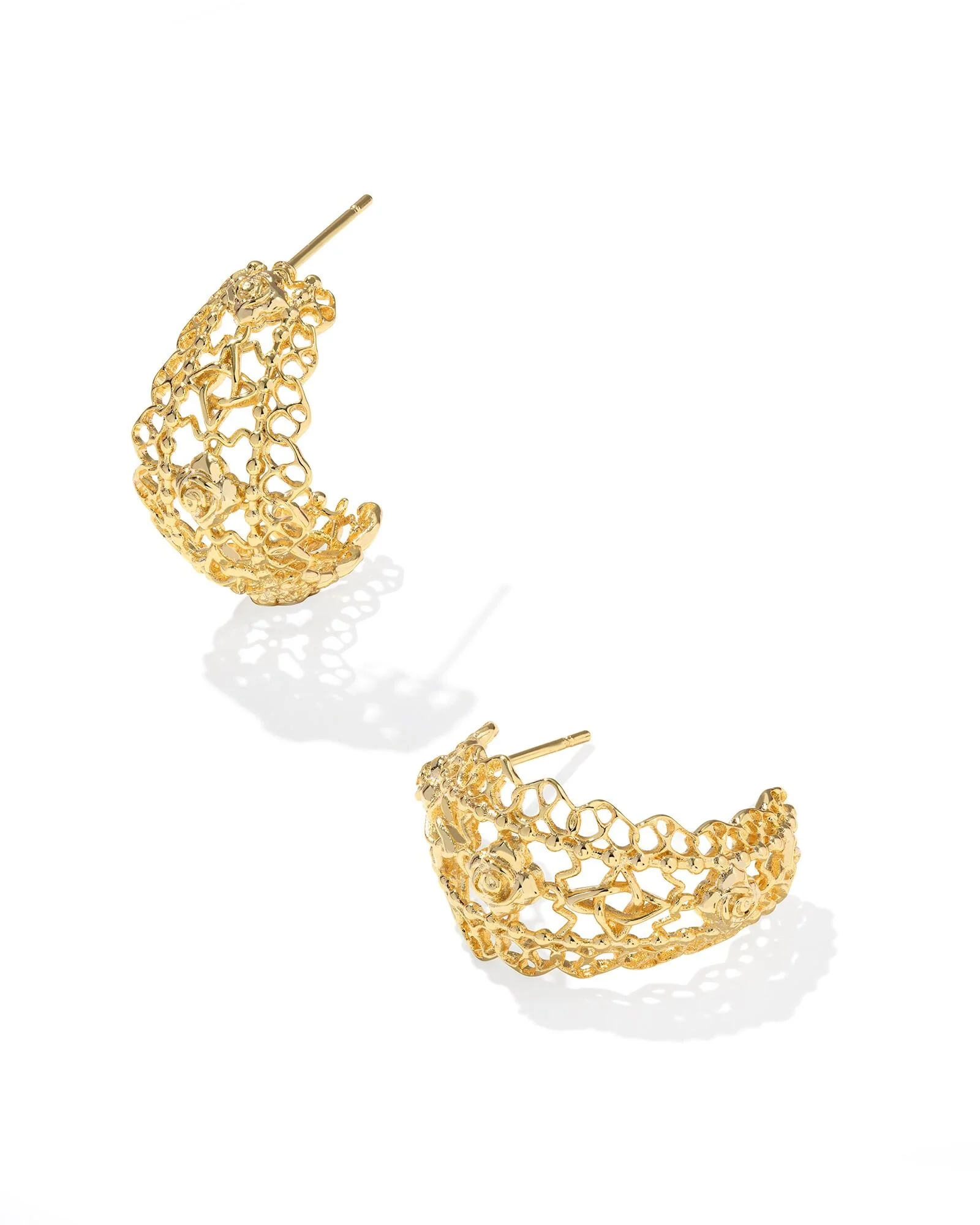 Kendra Scott Krista Lace Huggie Earrings - Gold Plated