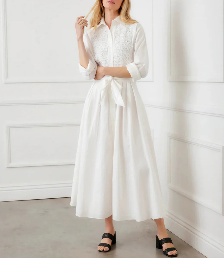 Karen Kane Womens Lace Applique Midi Shirtdress - Image 4