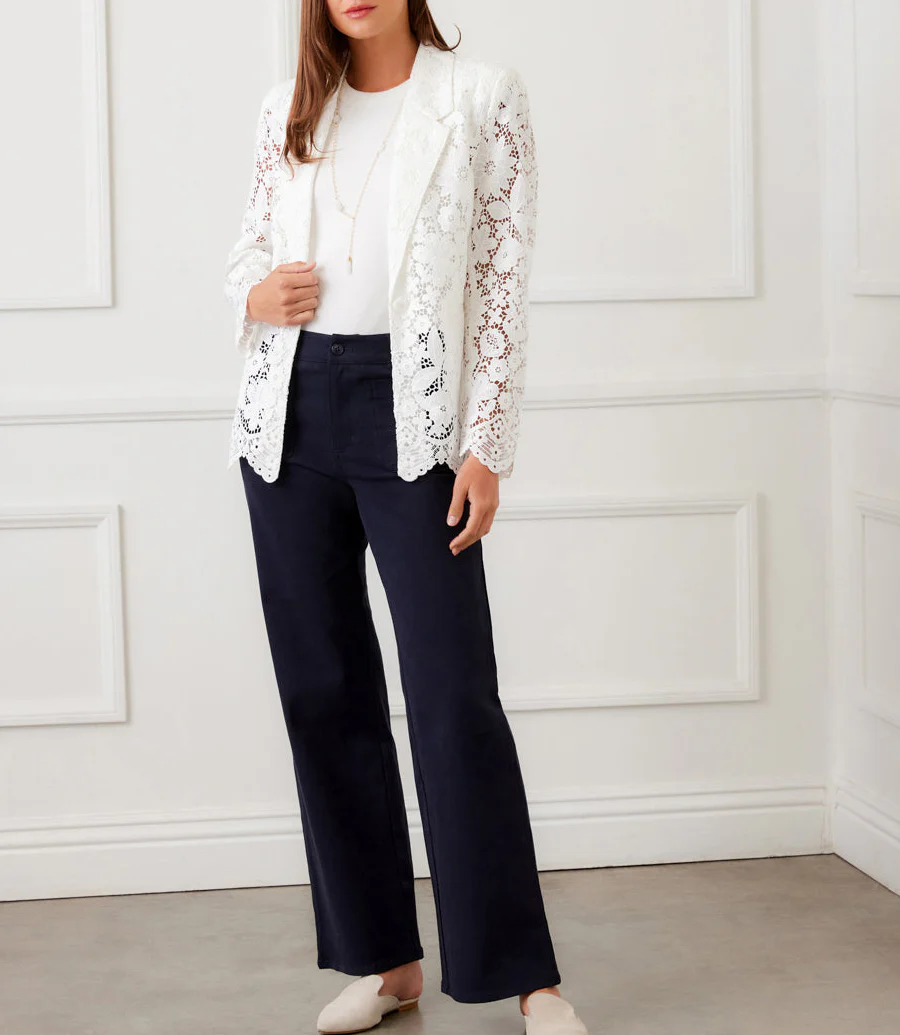 Karen Kane Womens Floral Lace Scallop Edge Blazer - Image 4