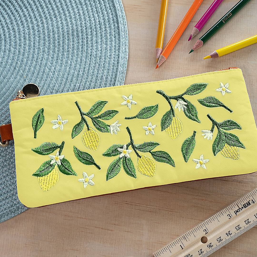 Denik Lemon Embroidered Pouch - Image 3