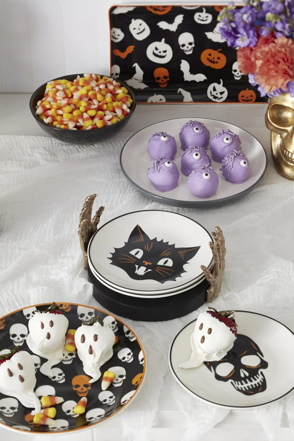 Lenox Oneida Vintro Halloween Tidbit Plates with Holder - Set of 4 - Image 5