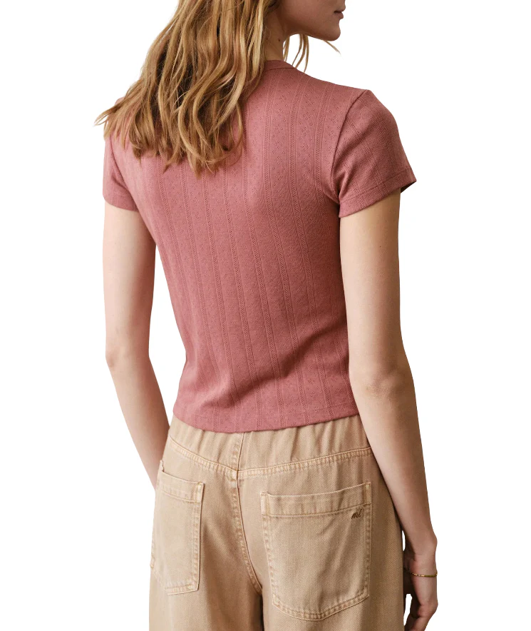 Marine Layer Womens Lexi Pointelle Short Sleeve T-Shirt - Image 2