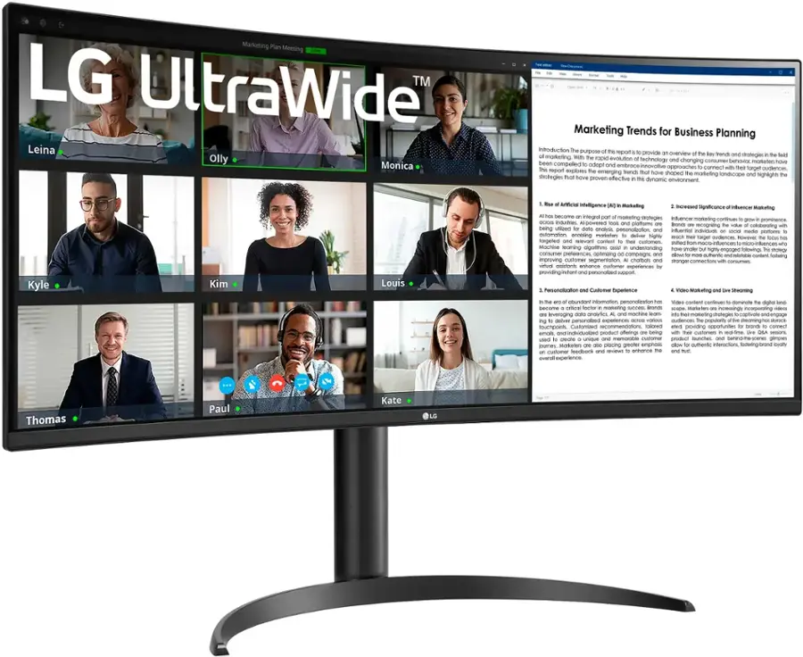 LG 34" VA Curved UltraWide WQHD 100Hz Monitor with HDR 10 (HDMI, DisplayPort, USB-C) - Image 2