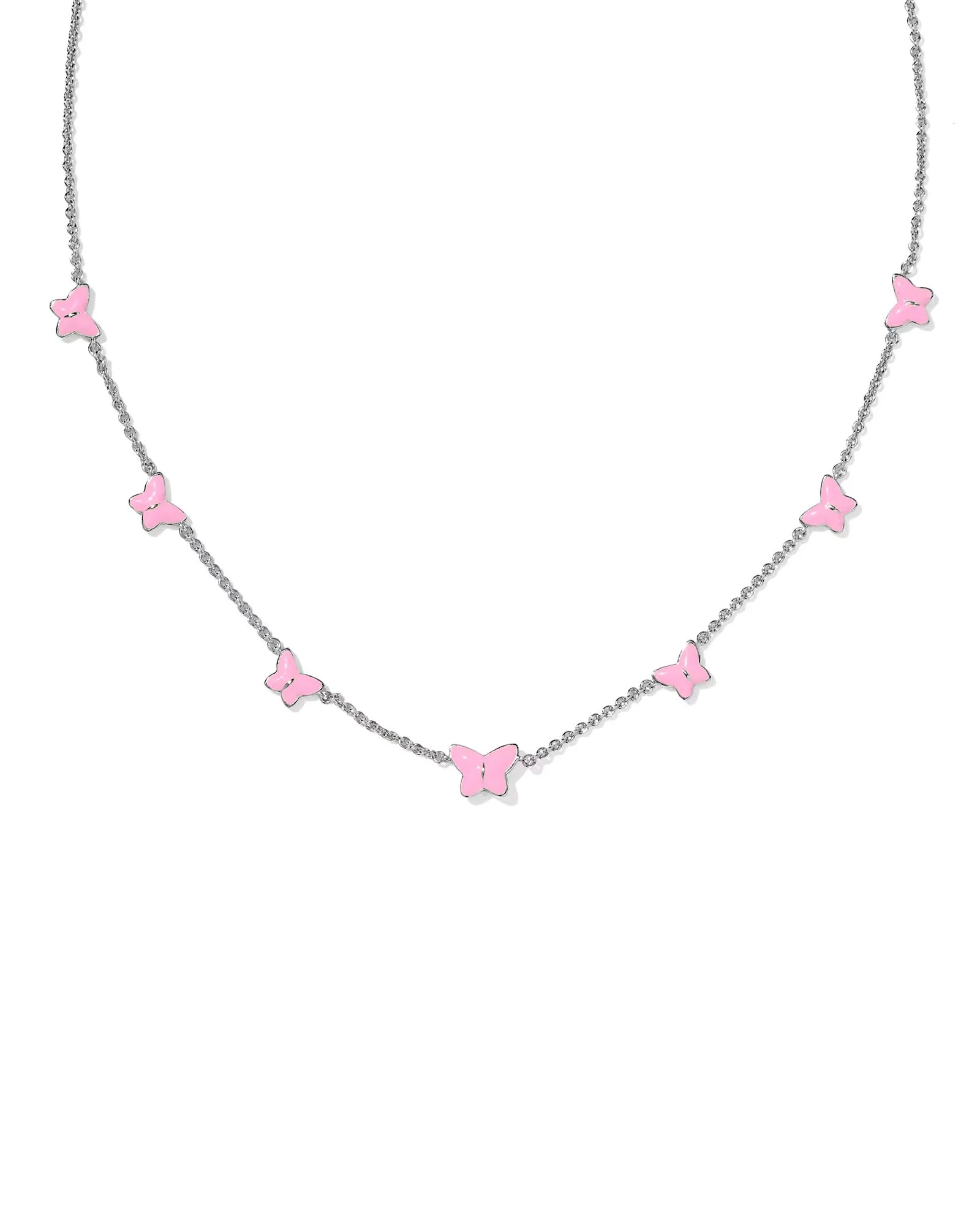 Kendra Scott Lillia Butterfly Silver Enamel Strand Necklace