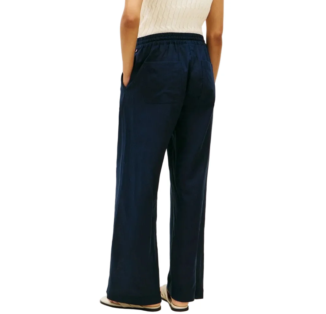 Tommy Hilfiger Womens Linen Wide-Leg Pull-On Pants - Image 2