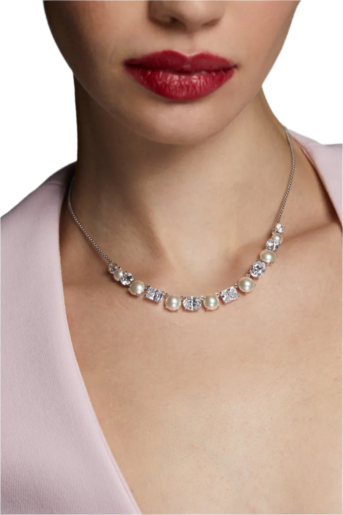 Nadri London Mixed CZ And Peral Frontal Necklace - Image 2