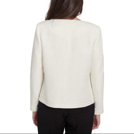 Emaline Womens Collarless Boucle Jacket - Image 2